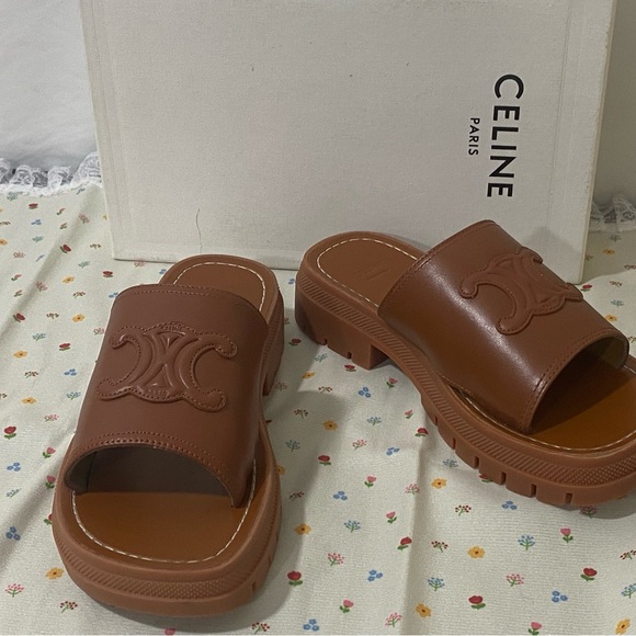 Celine Women's Brown Slide Sandals - Picture 1 of 5